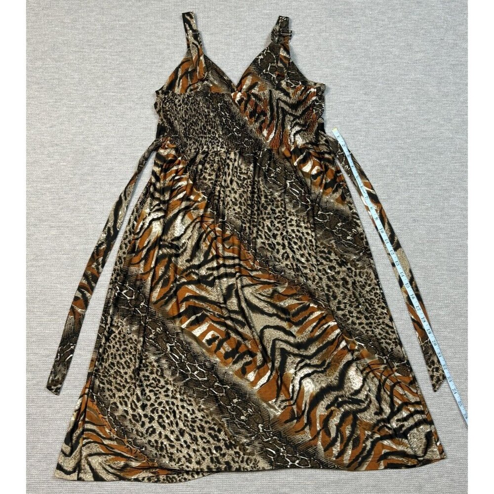 Studio West Apparel Sleeveless Midi Dress Womens Size L Multicolor Animal Print - Picture 13 of 14